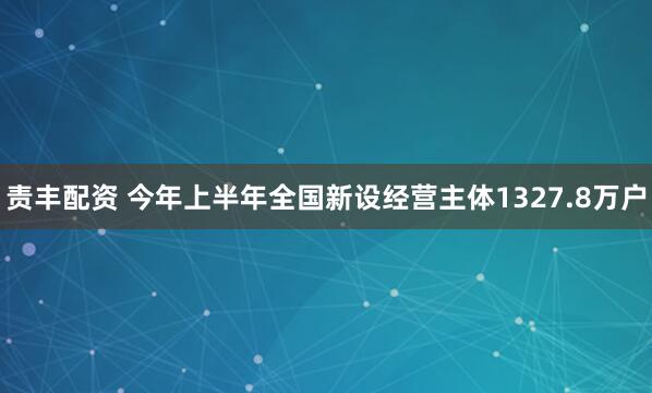 责丰配资 今年上半年全国新设经营主体1327.8万户